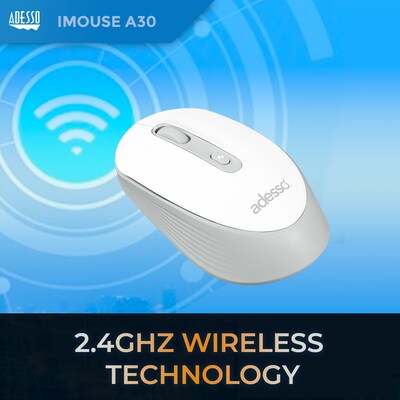 Adesso iMouse A30 Wireless Ambidextrous Optical Mouse, White (iMouse A30W)