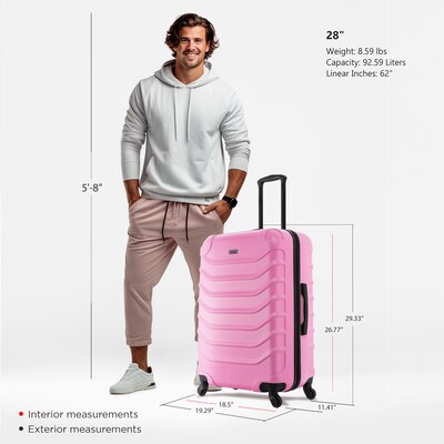 InUSA Endurance 28" Hardside Suitcase, 4-Wheeled Spinner, TSA Checkpoint Friendly, Pink (IUEND00L-PNK)