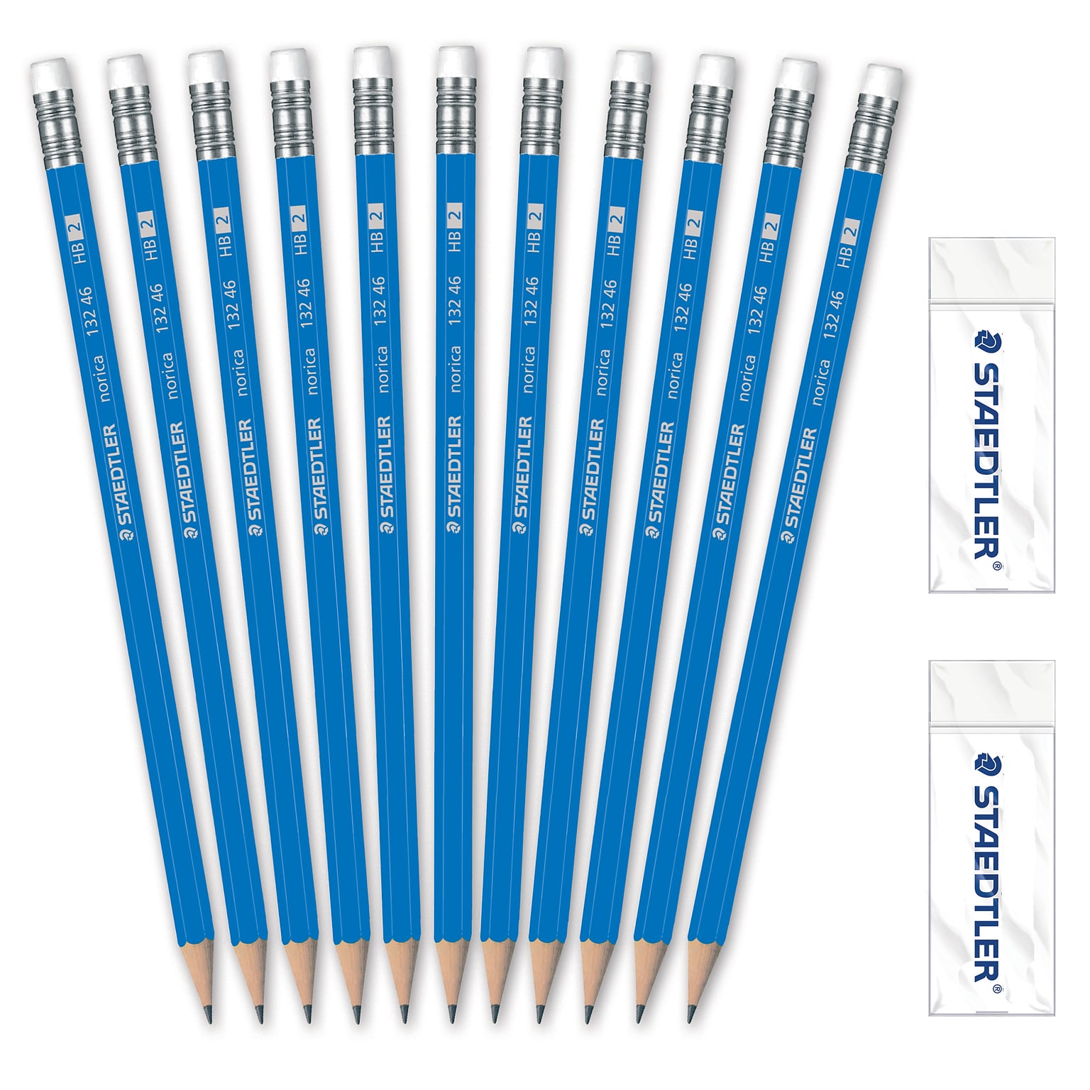 Staedtler Norica Pre-Sharpened Wooden Pencil w/ Block Erasers, #2 Medium Lead, 250/Pack (13246C250)