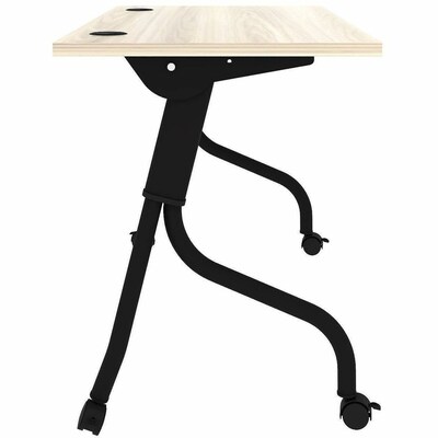 Lorell 48"W x 23.6"D Foldable Flip-Up Training Table, Melamine, With Wheels, Modern Elm/Black (LLR66377)