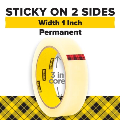 Scotch Double Sided Tape, Wide Width, 1 x 36 yds. (66511296)