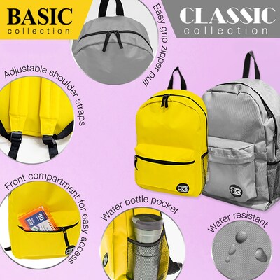 Bazic Classic Kids Laptop Compatible Backpack, Medium, Mustard Yellow, 2/Bundle (BAZ1062-2)