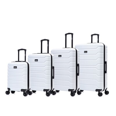 InUSA Trend 4-Piece Hardside Spinner Luggage Set, TSA Checkpoint Friendly, White (IUTRESMLXL-WHI)