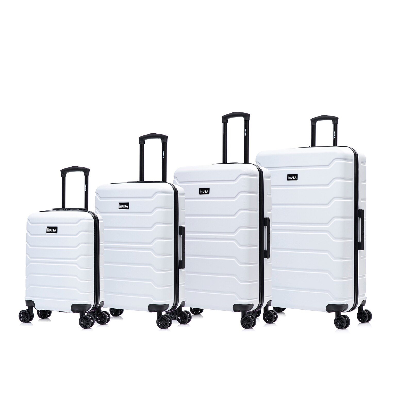 InUSA Trend 4-Piece Hardside Spinner Luggage Set, TSA Checkpoint Friendly, White (IUTRESMLXL-WHI)