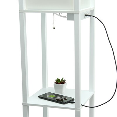 Simple Designs Etagere Organizer 62.5" Floor Lamp with Rectangular Shade, White (LF1037-WHT-CCLB)