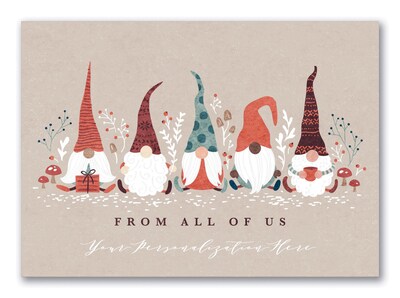 Custom Santas Friends Cards, with Envelopes,  7 x 5  Holiday Card, 25 Cards per Set