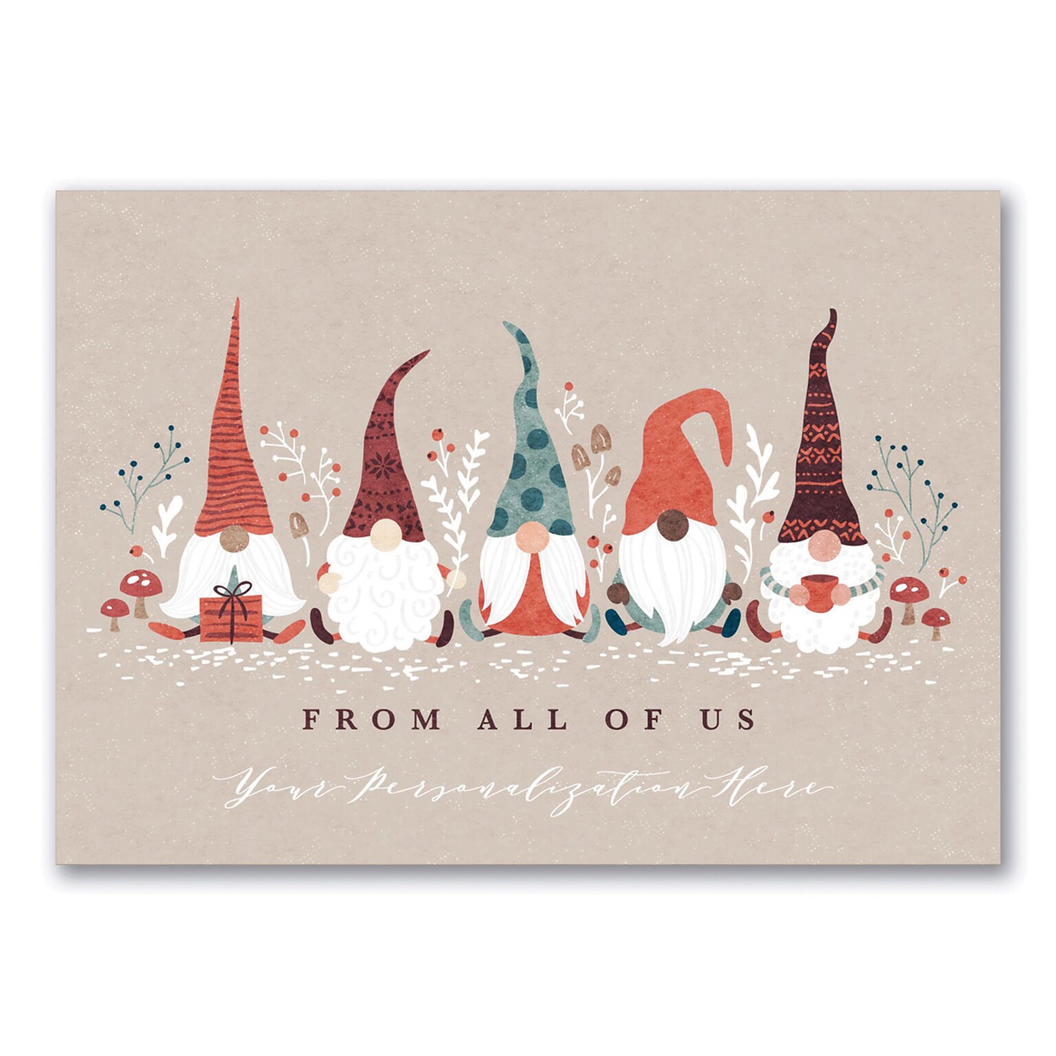 Custom Santas Friends Cards, with Envelopes,  7 x 5  Holiday Card, 25 Cards per Set