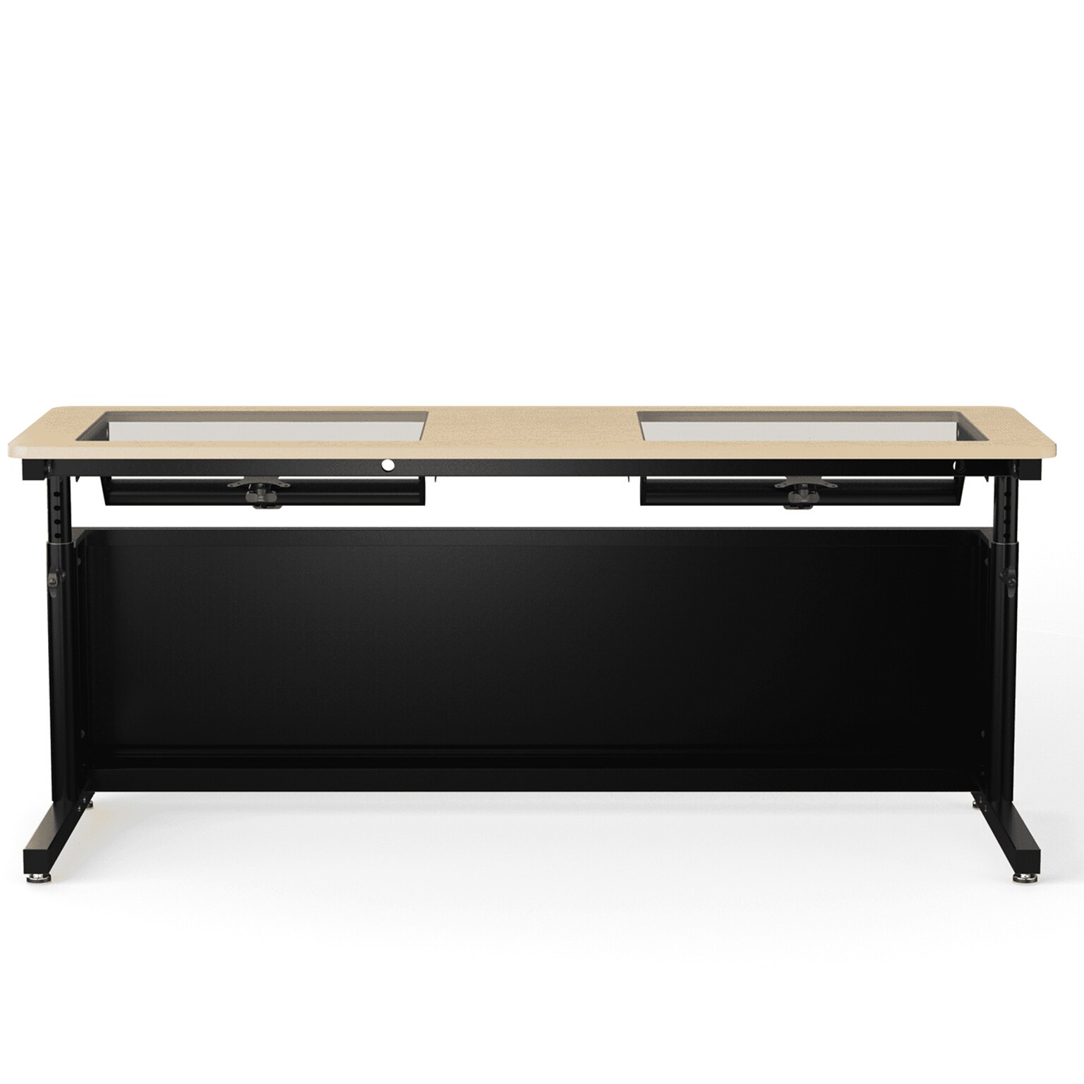 VersaDesk Downview 72W Manual Adjustable Standing Computer Table, Maple/Black (DVT7224-BM)