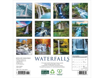 2025 Willow Creek Waterfalls 7" x 7" Monthly Wall Calendar (46005)