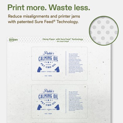 Avery Hemp Rectangle Laser/Inkjet Multipurpose Labels, 3" x 5", Off-White (60/Pack)