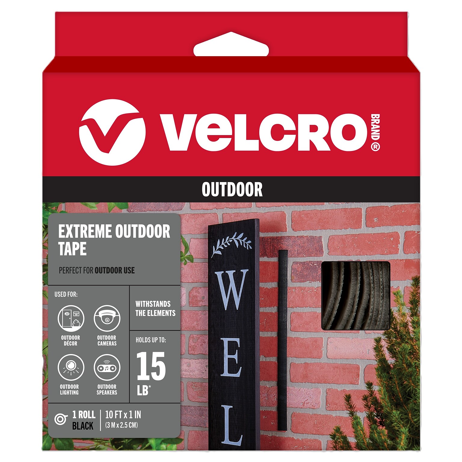 Velcro Extreme Fasteners, 1 x 10, Black (VEL91843)