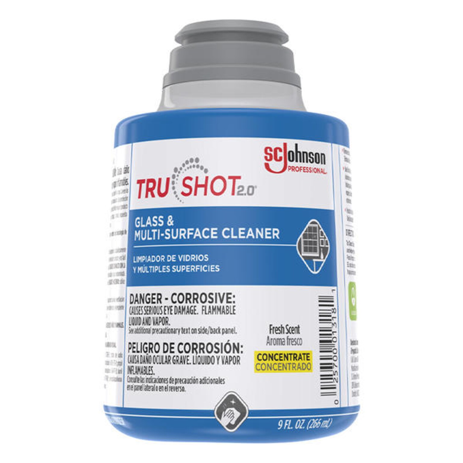 SC Johnson Profesional TruShot 2.0 Glass & Multi-Surface Cleaner, Clean Fresh Scent, 9 oz., 4/Pack (315272)