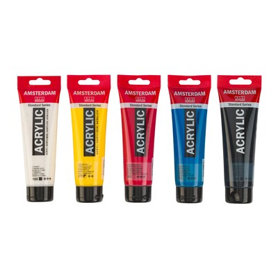 Amsterdam Primary Acrylic Paint, Assorted Colors, 5/Pack (AMS17791905)