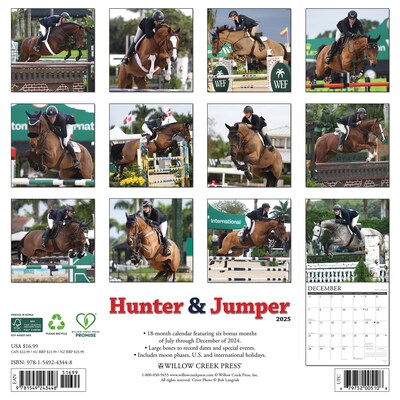 2025 Willow Creek Hunter & Jumper 12 x 12 Monthly Wall Calendar (43448)