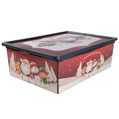 Simplify Christmas Storage Bin with Lid, Plastic, Multicolored (9082-10)