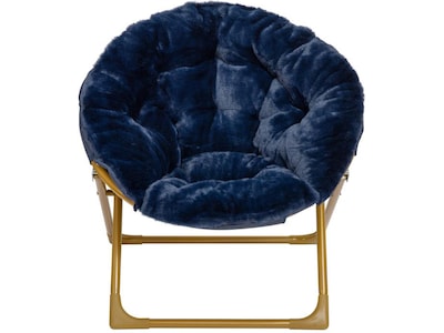 Flash Furniture Gwen Faux Fur Kids' Folding Saucer Chair, Navy (FV-FMC-030-NV-SGD-GG)