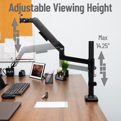 Mind Reader Single Monitor Arm for 13" - 32" Monitor, Gas Spring VESA Desk Mount, Black, (AGTILT-BLK)