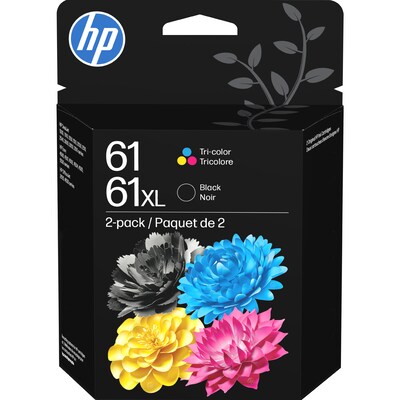 HP 61XL/61 Black High Yield and Tri-Color Standard Yield Ink Cartridge, 2/Pack (C0PA6AN)