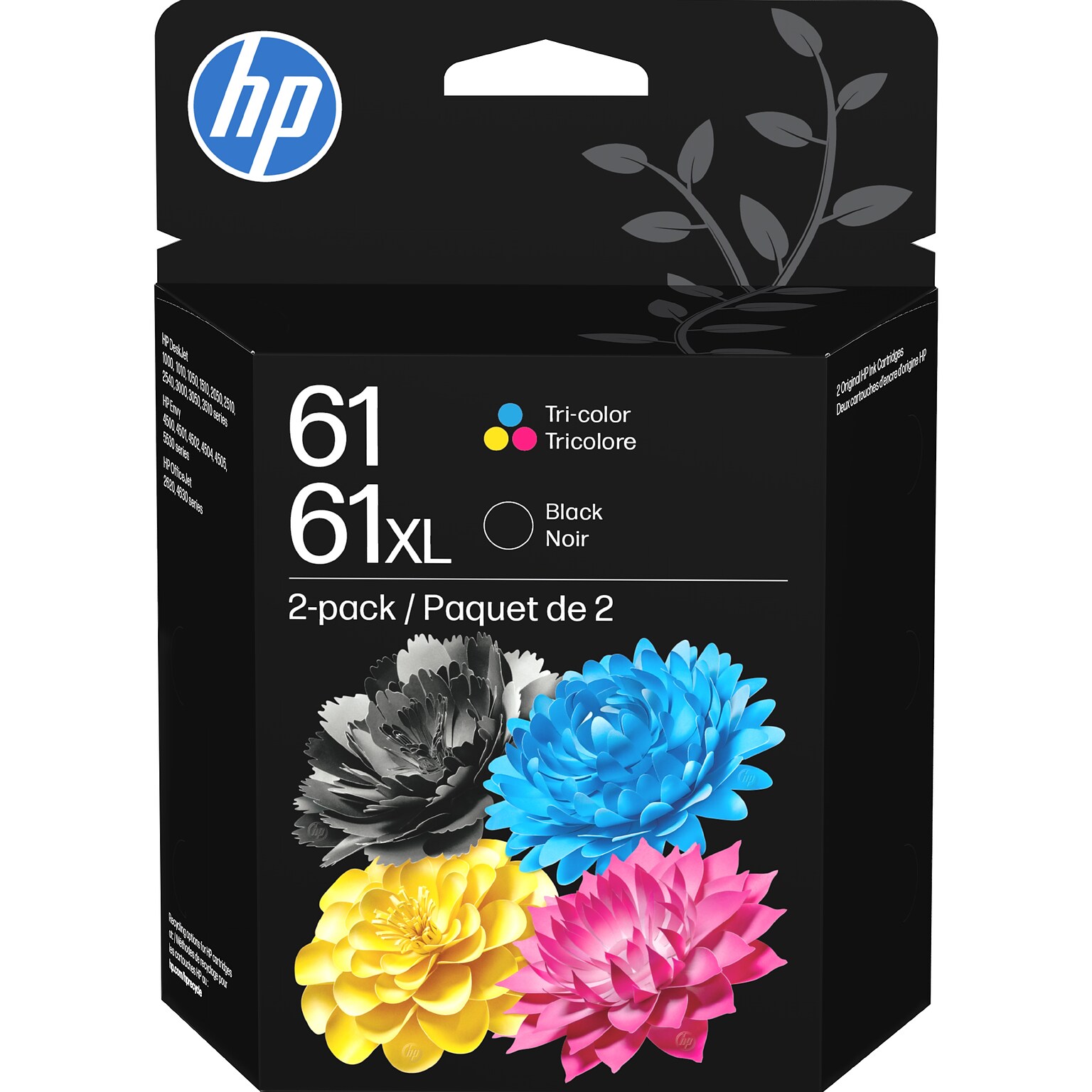 HP 61XL/61 Black High Yield and Tri-Color Standard Yield Ink Cartridge, 2/Pack (C0PA6AN)