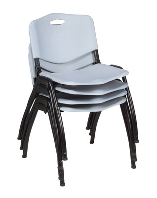 Regency 42" Round Laminate Maple Table with 4 M Stacker Chairs, Gray (TKB42RNDPL47GY)