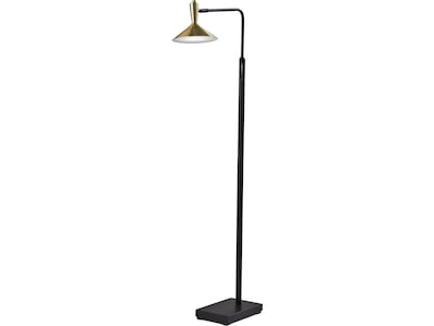 Adesso Lucas 54" Matte Black/Antique Brass Floor Lamp with Cone Shade (4263-01)