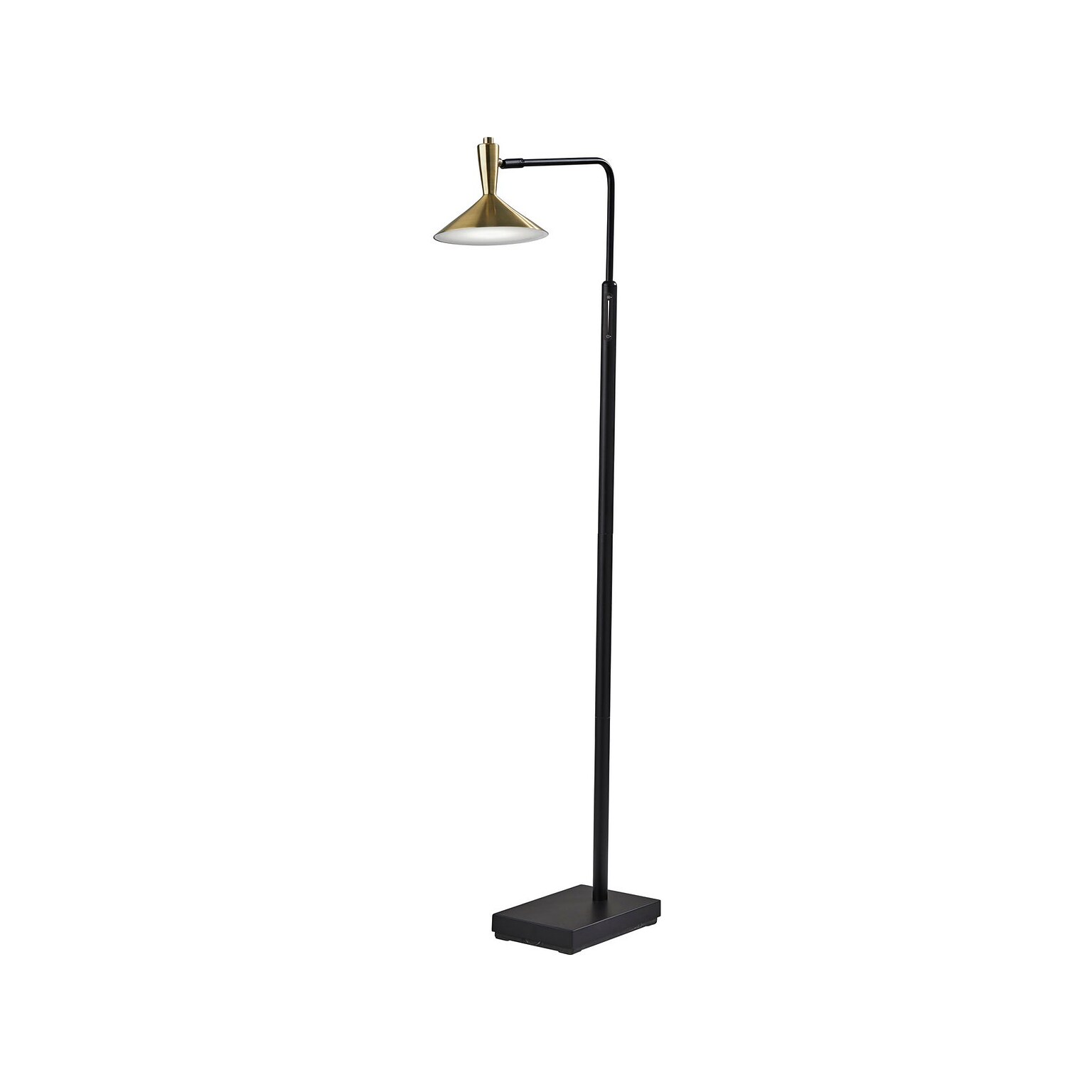 Adesso Lucas 54 Matte Black/Antique Brass Floor Lamp with Cone Shade (4263-01)