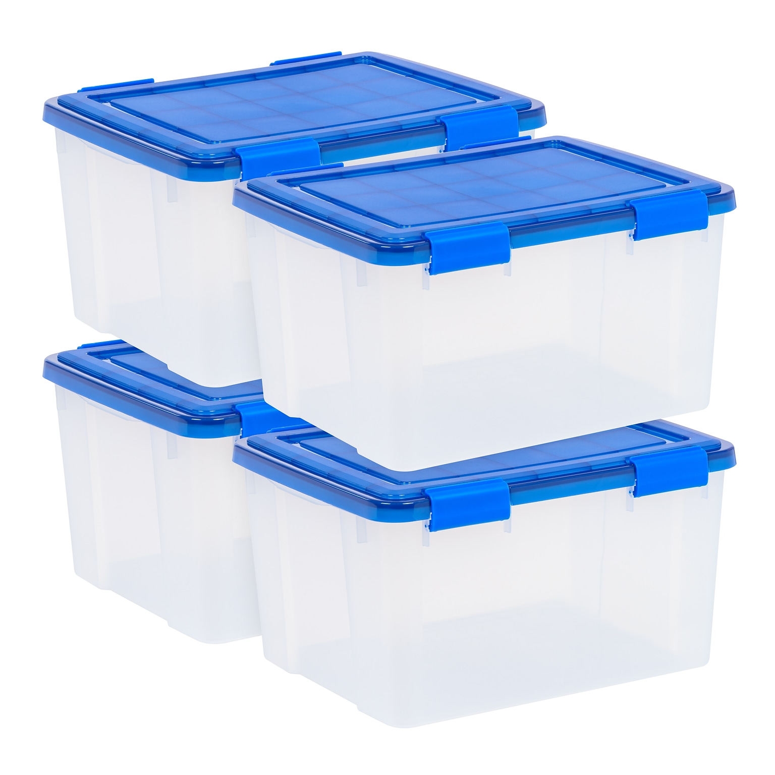Iris WeatherPro 47 Quart Storage Bin with Latching Lid, Plastic, Clear, 4/Pack (500139)