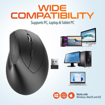 Delton S12P Wireless Ergonomic Vertical Optical Mouse, Black (DMERGS12P-WB)