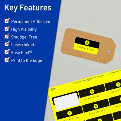 Avery Rectangle Multipurpose Labels, 1 x 2-5/8, Neon Yellow, 640/Pack (94201)