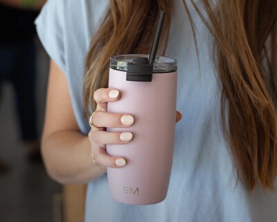 Voyager Solid Tumbler with Clear Flip Lid & Straw, 16oz - Blush