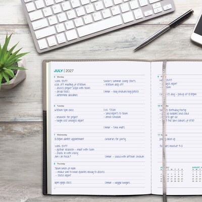2027 Excello Brands 8" x 10" Weekly & Monthly Standard Planner, Paperboard Cover, Gray/Black (PKT-CY27-810-GY)