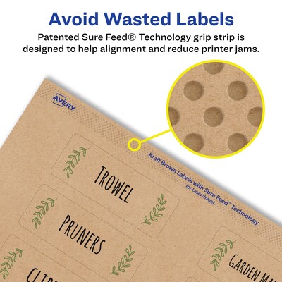 Avery Rectangle Labels, 1.5" x 2.75", Kraft Brown, 250 Labels/Pack (94230)