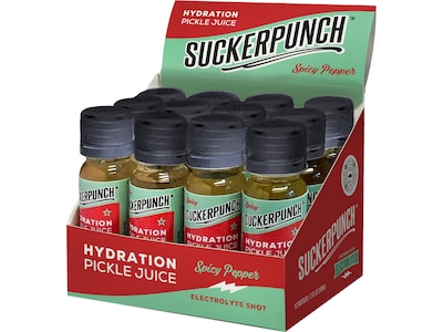 SuckerPunch Spicy Pepper Hydration Pickle Juice Shooter, 2 oz., 12 Bottles/Case (SPPJS2-4159)
