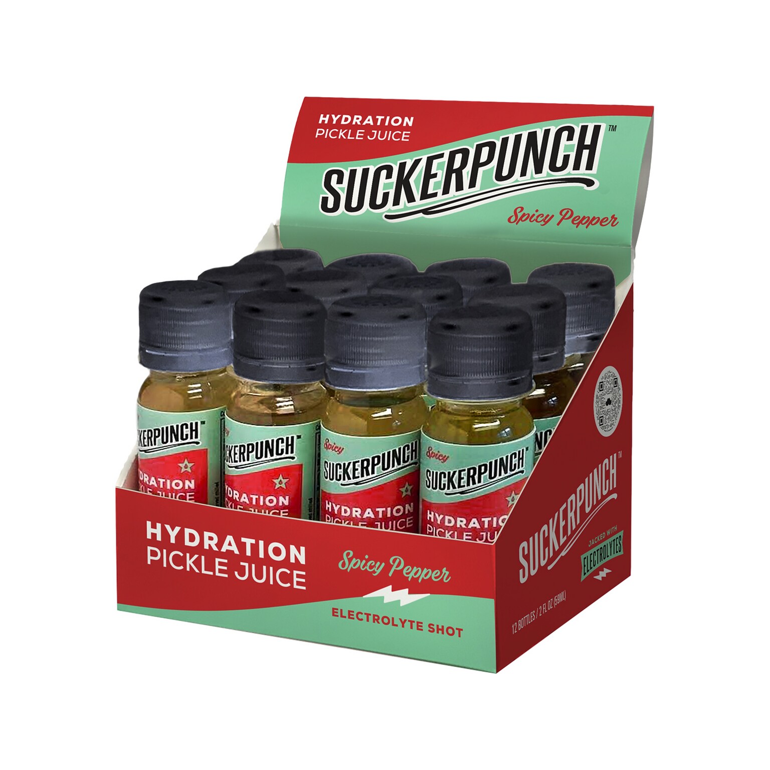 SuckerPunch Spicy Pepper Hydration Pickle Juice Shooter, 2 oz., 12 Bottles/Case (SPPJS2-4159)