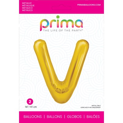 Party City (Air-Filled) 16 V Foil Balloon, Gold, 2/Pack (AM60050235-19)