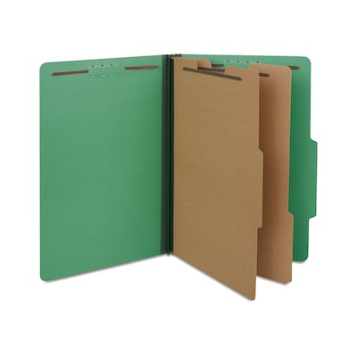 Quill Brand® 2/5-Cut Tab Pressboard Classification File Folders, 2-Partitions, 6-Fasteners, Legal, G