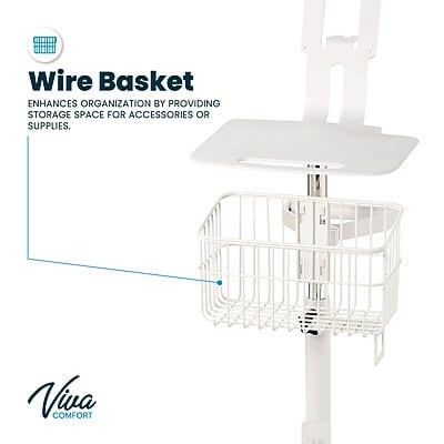 Viva Comfort Welch Allyn Connex Spot Monitor Adjustable Mobile Stand with Work Surface, White (ADI912-C-MP-02-MK)