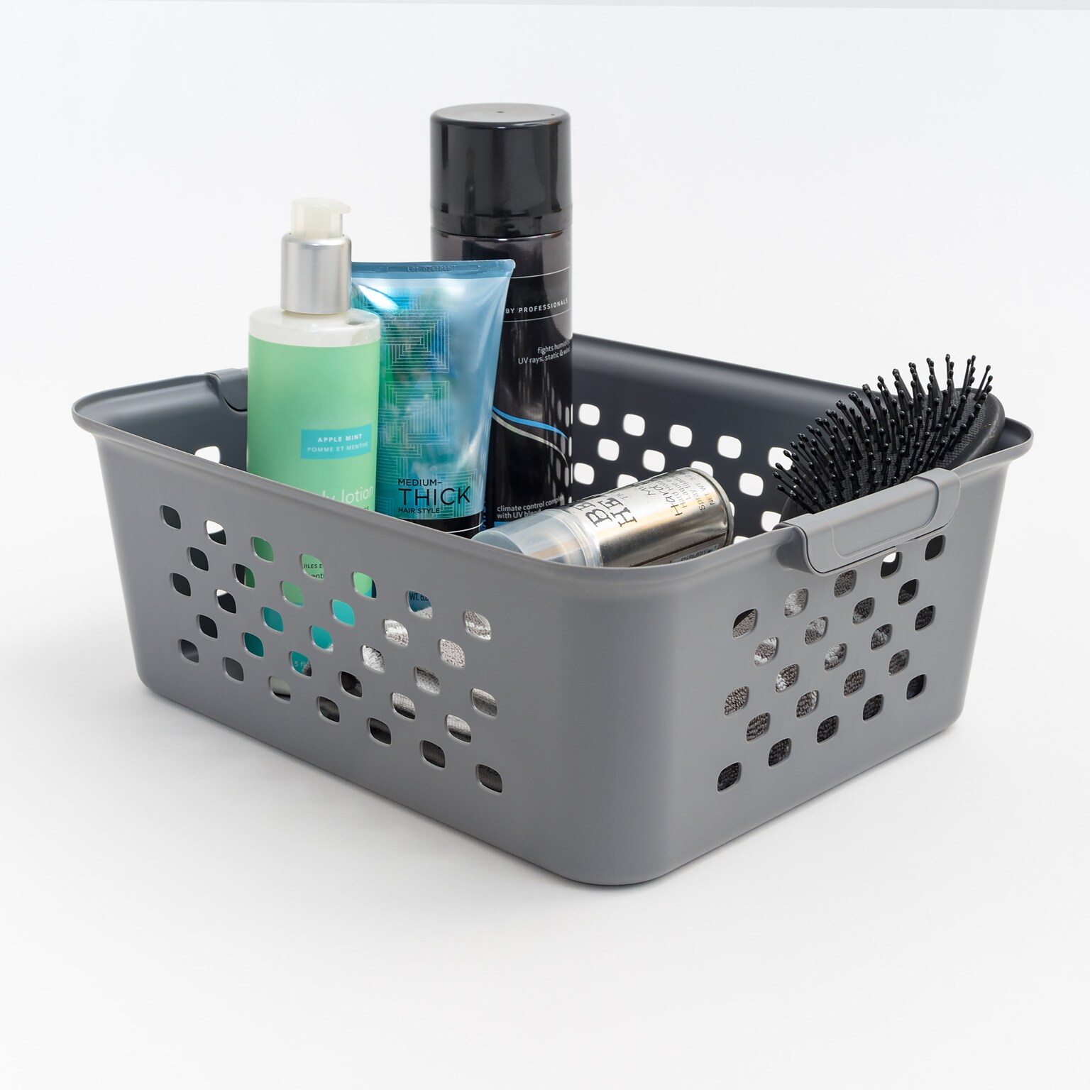 Iris Medium Plastic Storage Baskets, Gray (500226)