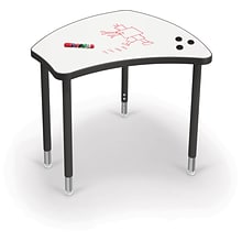 MooreCo Hierarchy Shapes Desk, Porcelain Steel Dry Erase Marker Top, Black Legs (70522)