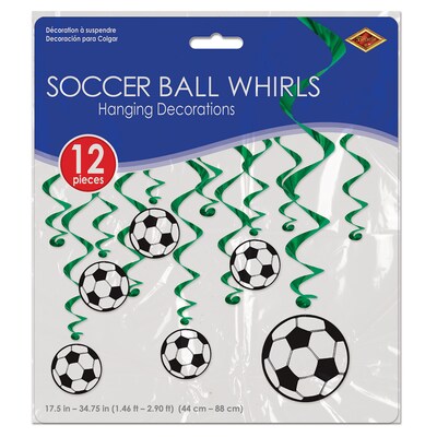 Beistle Soccer Ball Whirls, Multicolor, 12 Whirls/Pack, 3/Packs (53615)