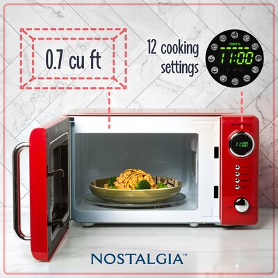 Nostalgia Retro 0.7 Cubic Foot Countertop Microwave, Retro Red (NRMO7RD6A)