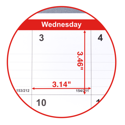 2026 Staples 22.19" x 29" Monthly Wall Calendar, White/Red/Gray (ST63005-26)