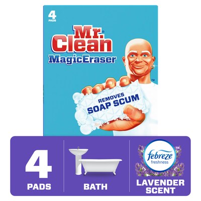 Mr. Clean Magic Eraser Bath White Scouring Pad, Lavender Scent, 4/Pack (51099)