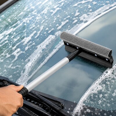 Gritt Commercial Telescoping  8" Window Squeegee & Washer, Silver/Black, 12/Carton (GRI185-8-39-12P)