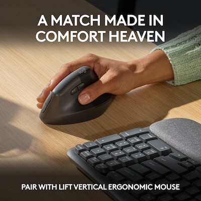 Logitech Ergo Series Wave Keys Wireless Ergonomic Keyboard, Graphite (920-011898)