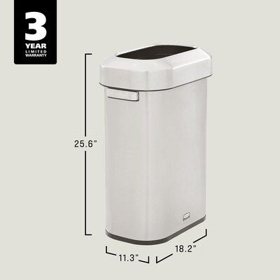 Rubbermaid Refine Stainless Steel Indoor Trash Can with Open Lid, 15 Gallon, Silver (2147581)