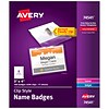 Avery Clip Style Name Badge Kit, Clear with White Inserts, 100/Box (74541)