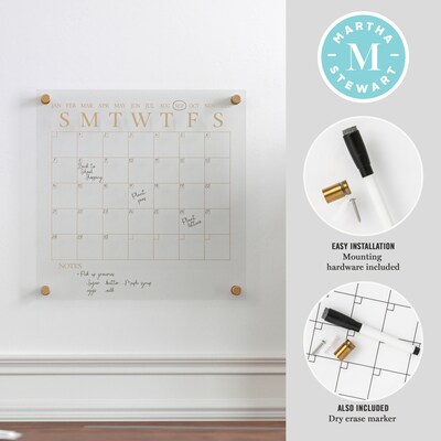 Martha Stewart Grayson Acrylic Gold Print Dry Erase Wall Calendar, 14 x 14 (BRAC3636GDCGD)