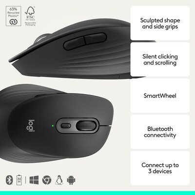 Logitech Signature Comfort M840 L Wireless Ergonomic Optical Mouse, Black (910-007714)