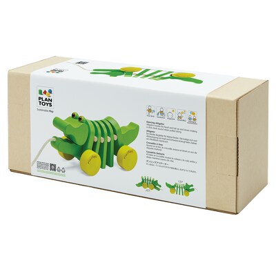 Plan Toys Dancing Alligator Wooden Pull Toy, Green (PTS5105)